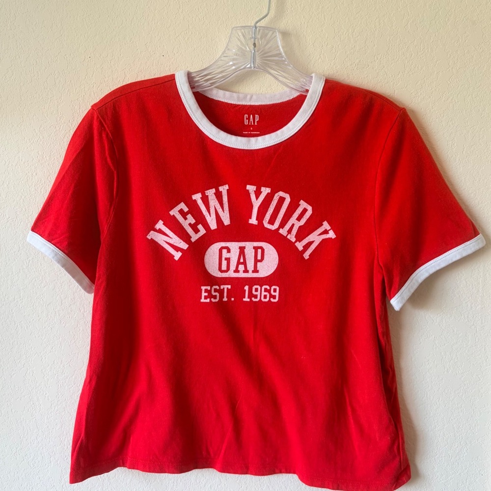 Gap Red New York Ringer T-Shirt Graphic Tee Size S Vintage Style Collegiate